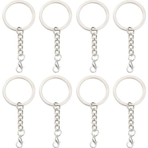 Environment-Friendly White Plated K 25mm 30mm Lobster Button Key Hanging Jump Ring Smooth DIY Accessories