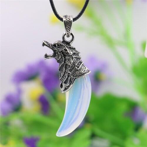 The Lion In Roar Crescent Moon Green Aventurine Blue Lapis Lazuli White Moonstone Pendant Necklace Black Rope Chain Girl Jewelry