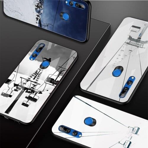Ski lift Tempered Glass Phone Case For Huawei honor 8X 9 10i 20i 20Lite 20Pro 30 Pro Cover Shell