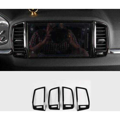 For Skoda Karoq 2017 2018 Car Console Air Conditioner Outlet Vent Frame Cover Stickers Decoration Sequins Decorative 4Pcs/Set