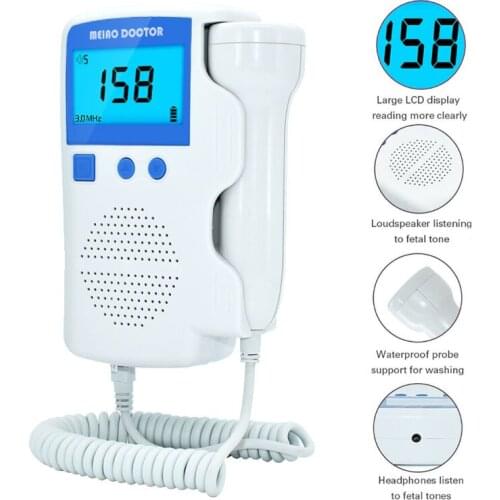 Upgraded 3.0MHz Doppler Fetal Heart rate Monitor Home Pregnancy Baby Fetal Sound Heart Rate Detector LCD Display No Radiation