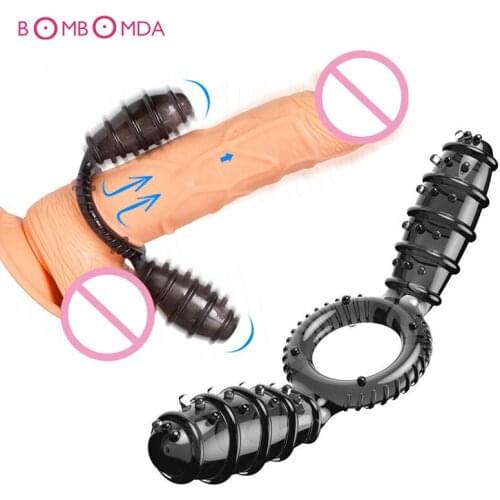 Dual Bullet Vibrating Penis Rings Delay Ejaculation Ring Clit Stimulator Male Penis Erectile Expander Cock Ring Sex Toys For Men