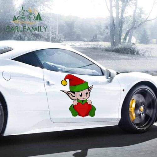 EARLFAMILY 43cm x 35cm for Christmas Elf Car Decals Air Conditioner Windshield Sticker Decoration Bumper Motorcycle