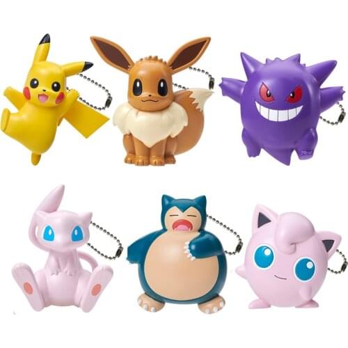 Pokemon Anime Figure Luminous KeyChain Pendant Pikachu Eevee Mew Jigglypuff Snorlax Gengar Action Figure Lighting Mascot Toys
