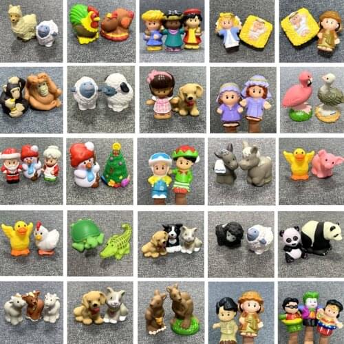 Fisher Little mini People action figure Dolls zoo Animal Santa Snowman Cartoon figure toys Kid Child Christmas gift