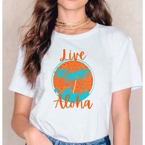 Live Hawaii Graphic Tees Aloha VacationTops for Women Travel Style Harajuku Funny Tshirt Gothic Woman Tshirts Plus Fashion XL