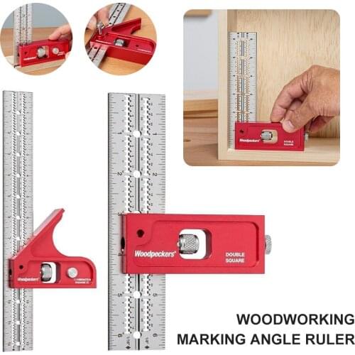 6 inch Woodworkers Edge Rule Protractor Woodworking Ruler Right/Triangle Angle Measure Tool Adjustable Scalable Protractor Meter