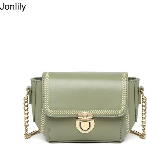 Jonlily Women PU Leather Long Chain Mini Shoulderbag Female Fashion Messenger Crossbody Bag Teens Casual Daybag Purse -KG296