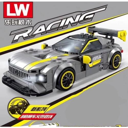 LW5007 Passion Super Racing Car Black Pull Back Sports Model Small Particles Assembled Building Blocks Childrens Toys for Gifts