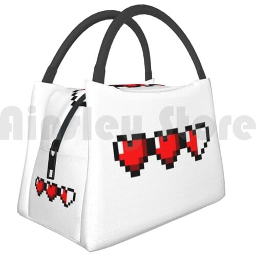 Cooler Lunch Bag Picnic Bag Half-Heart Video Game Hearts Retro Life Heart Games Video Game Thu Boy Fun