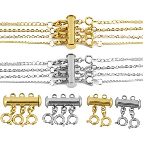 Ciseng 1 set 6mm 2/3/4 Hole Slide Tube Lock Spacer Clasp Multi Strands Magnetic Tube Lock Layered Necklaces Bracelet Connectors