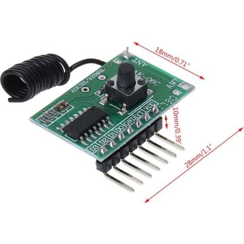 AK-06C Wireless Wide Voltage Coding Transmitter Decoding Receiver 4 Channel Output Module for 315/433Mhz Remote Control