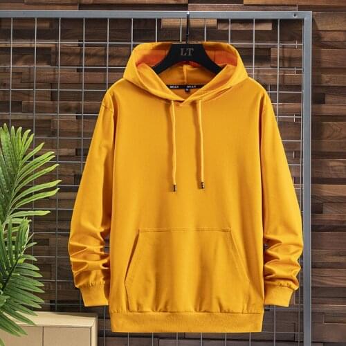 2021 New Oversized Hoodies Men Long Sleeve Pullover Mens Basic Solid Casual Hooded Sweatshirts Male Clothing 7XL 8XL 9XL