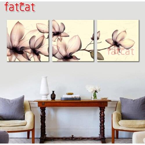 FATCAT 5D diy Diamond Embroidery triptych flowers Diamond Painting full square round drill Mosaic picture art home decor AE1987