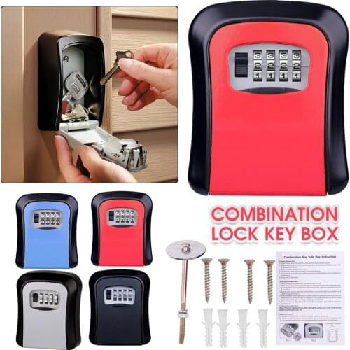 Wall Mount Key Storage Secret Box Organizer Portable 4 Digit Combination Password Security Code Lock No Key Home Key Safe Box