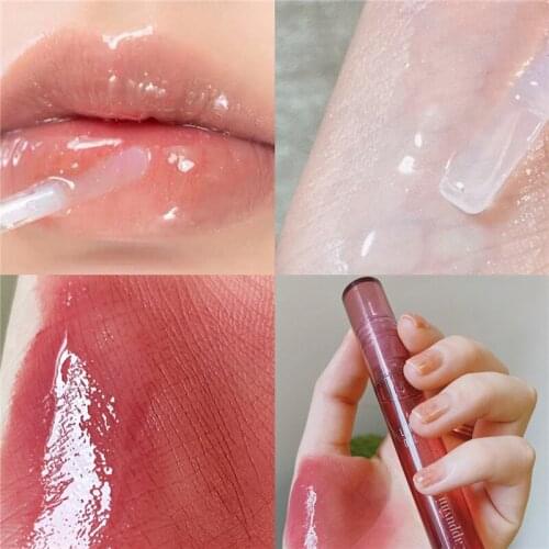 1Pc Natural Jelly Lip Gloss Lip Plumper Oil Shiny Transparent Lip Oil Moisturize Lip Oil Water Light Liquid Lipstick Cosmetic