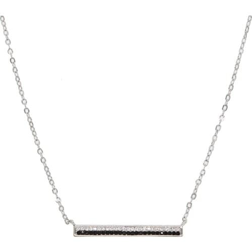 LATEST Women lady beautiful bar necklace with black white cz paved long pendant necklace delicate link chain jewelry for wedding