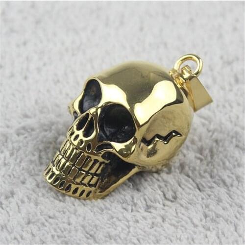 New Gift Gothic Punk Unisexs Heavy Mens Women Gold 316L Stainless Steel Skull Pendant