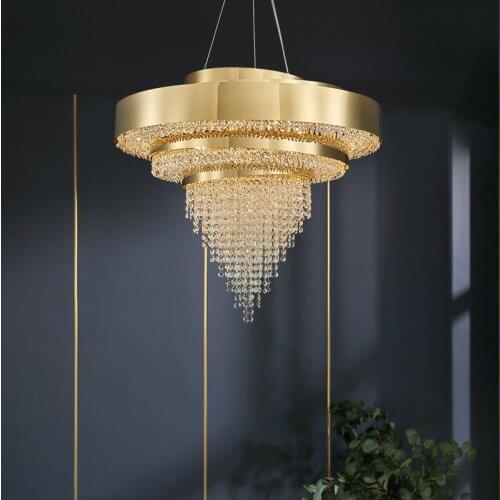 New Modern Living Room Art Design Crystal Chandelier Home Decoration Golden Crystal Lamp Luxury Dining Room Chandelier