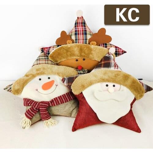 Christmas Decoration Soft Star Shape Pillow Cushion Christmas Gifts Santa Snowman Reindeer Cartoon Type Home Item