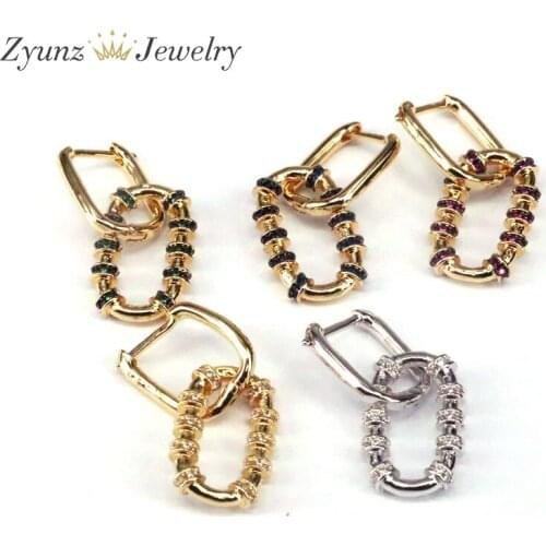 5 Pairs, Oval Shaped Brincos Dangle Earrings CZ Crystal Drop-Earrings Gold Color Engagement For Friend Lover Jewelry Gift