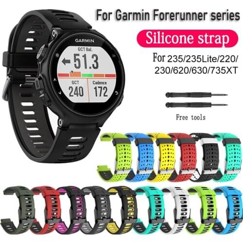 Silicone Strap for Garmin Forerunner 235 735XT GPS 235L 230 220 620 630 Wristband Dual Color Replacement Band watch Accessories