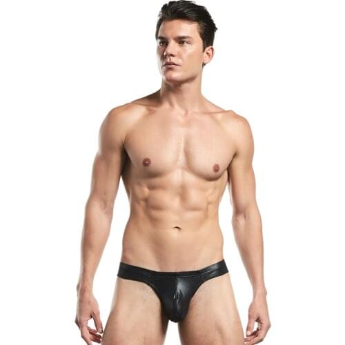 Mens mid-range patent leather thongs are sexy and comfortable