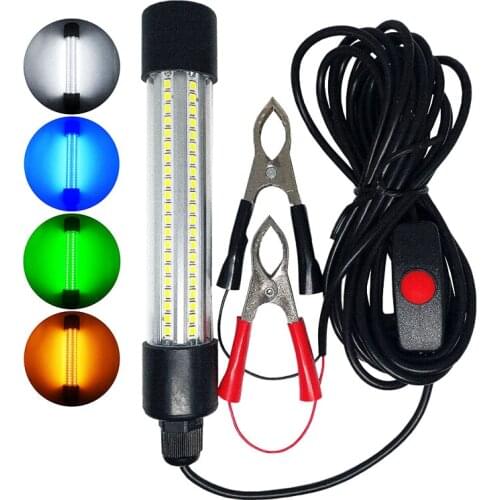 LED Waterproof Fishing Underwater Light 12V24V Green White Blue IP68 Salt Fresh Water Lure Attract Fake Bait Raft Night Fishing