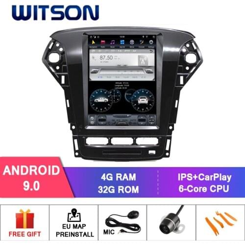 WITSON Android 9.0 TESLA STYLE For FORD MONDEO 2011-2013 4GB 32GB GPS NAVIGATION AUTO STEREO VERTICAL SCREEN+DAB+OBD+TPMS