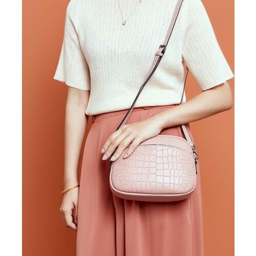 Womens Shell Bags Crocodile Print Top Layer Cowhide Shoulder Bag Trendy Fashion Ladies Messenger Bag