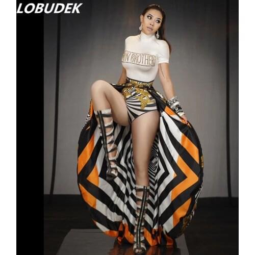 Women Modern Dance Costume Crystals White Shorts Sleeve Bodysuit Shawl Dance Outfit Sexy Bar Nightclub Performance Stage Wear