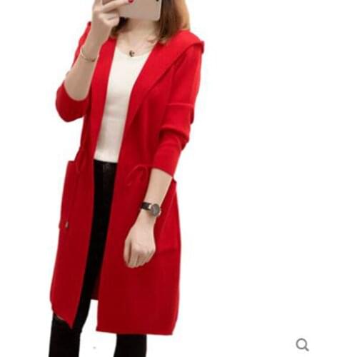 2021 Spring Autumn Women Cardigan Sweater Fashion Belt Loose Hooded Knitted Sweater Jacket Female Casual Thick Coat Casaco Mujer