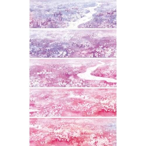 1 Loop 5cmx70cm Pink Purple Flower Sea Decorative Masking Tape