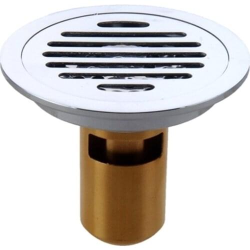 1pc Brass Plated U-shaped Deep/Self-styled Water Seal Deodorant Floor Drain Round Panel 10cm*10cm