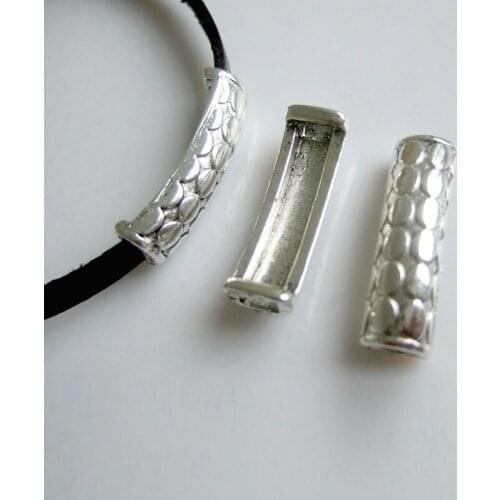 10pcs Antique Silver Color 5x2mm Hole Snake Tube Sliders For 5mm Flat Leather Bracelet Jewelry Findings
