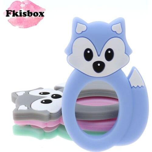 Fkisbox 10pcs Cartoon Fox Silicone Teethers Animal Bpa Free Baby Teether Teething Necklace Bracelet Accessories Christmas Gifts