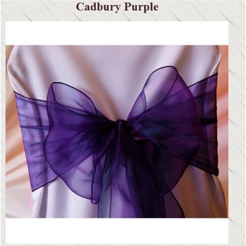 100pcs cadbury purple Banquet Chair Sash for Weddings organza for Wedding Sashes Chair Bow