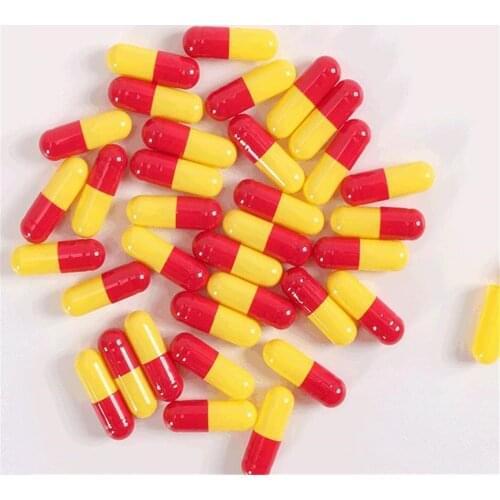 1000PCS 0# Red Yellow Hard Gelatin Empty Capsules, Hollow Gelatin Capsules ,joined Medicine Capsules