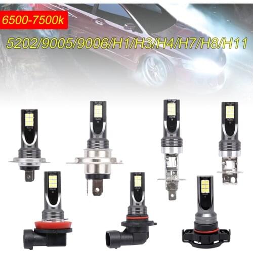 2pcs H11 H8 9005 9006 H1 H3 H4 H7 SMD Lights 1200LM 6500K-7500K White Light Driving Running Car Lamp Auto Light Bulbs for Cars
