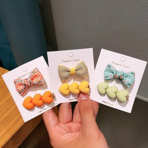 2pcs/lot Baby Girl Hair Clips Barrettes Floral Grids Cute Infant Girls Hair Bow Toddler Kids Headwear Children Hair Accessories