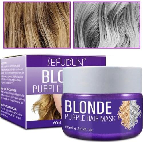 2021 Purple Shampoo Hair Mask For Blonde Hair Lighten Gray Lasting Silver Hair Hair Discolored Shampoo Changing Yellow To L E6R8