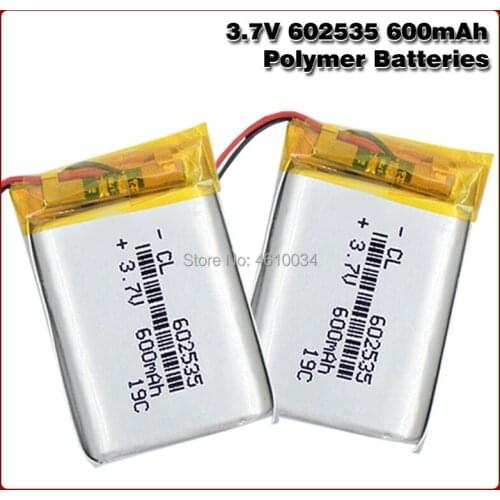 3.7V 600mAh 602535 Lithium Polymer Li-Po li ion Rechargeable Battery Lipo cells For Car DVR Tachograph Bluetooth speaker