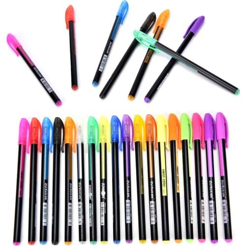 48pcs Fluorescent Gel Ink Pen Refills Watercolor Brush Colorful Stationery Neon Set