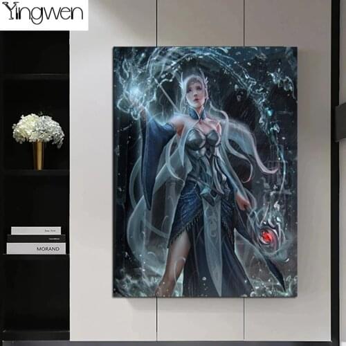 DIY 5D Diamond Painting Woman Fantasy Water Mage Ice Mage Art Girl Full Diamond Embroidery Home Essentials Handicraft Wall Decor