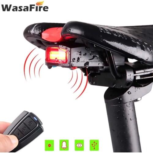 WasaFire Wireless Rear Bicycle Light Intelligent Remote Control Alarm Lock Bike Taillight USB Charging Bike Lights MTB Tail Lamp
