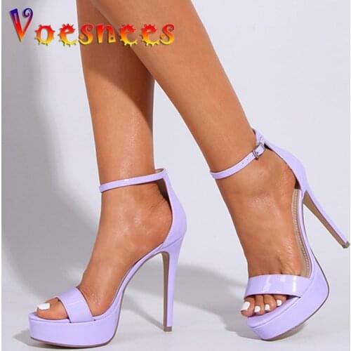 Women Shoes Sexy One Word Band 13CM Platform Fashion Party Cover Heel Bridal Wedding Sandals 2021 Hot Gladiator High Heels Black