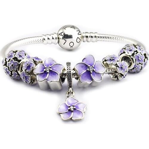 Around Bracelets with 7pcs Beads Charms in set 100% 925 Sterling-Silver-Jewelry Free Shipping