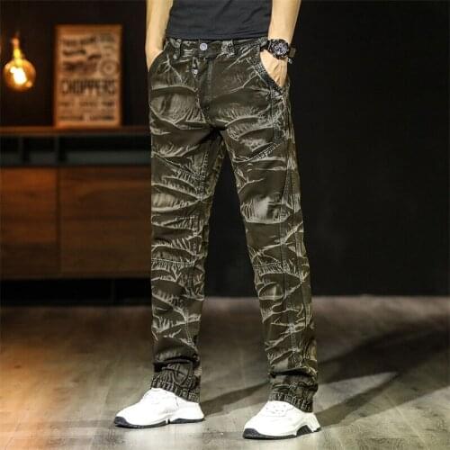 Camouflage Cargo Pants Men Cotton Denim Military Army Tactical Clothing Camo Trousers for Man Autumn Winter 2020 Streetwear