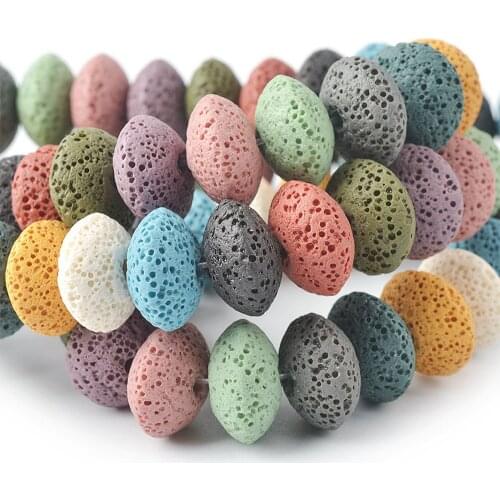Natural Volcanic Rock Large Hole Beads Colored Volcanic Rock Abacus Beads For Jewelry Making DIY Bracelet Necklace Accessories