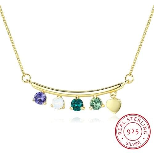 LEKANI New Colorful Crystal Gold Color Metal Heart Pendant Necklaces For Women Sterling Silver Necklace Jewelry